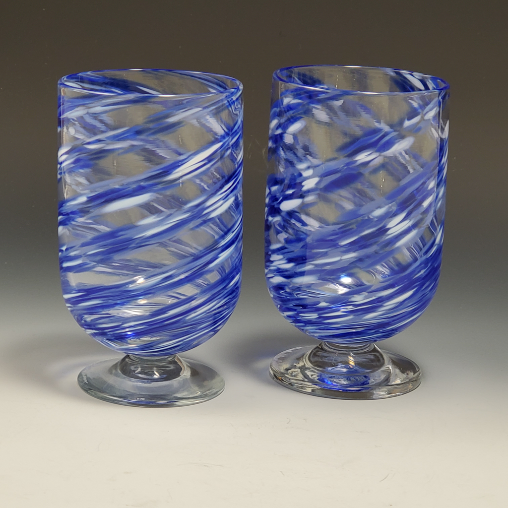 Dizzy Bevie Glasses (Sold as a pair) - Rosetree Blown Glass Studio and Gallery | New Orleans