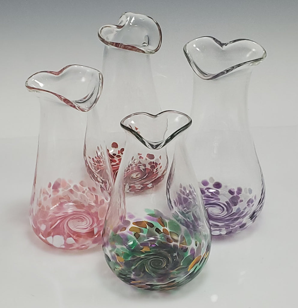 Heart Bud Vases - Rosetree Blown Glass Studio and Gallery | New Orleans