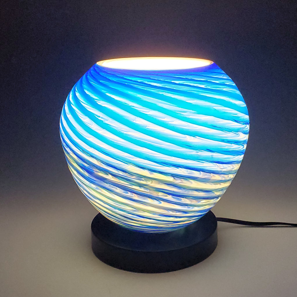Optic Spiral Round Uplight - Rosetree Blown Glass Studio and Gallery