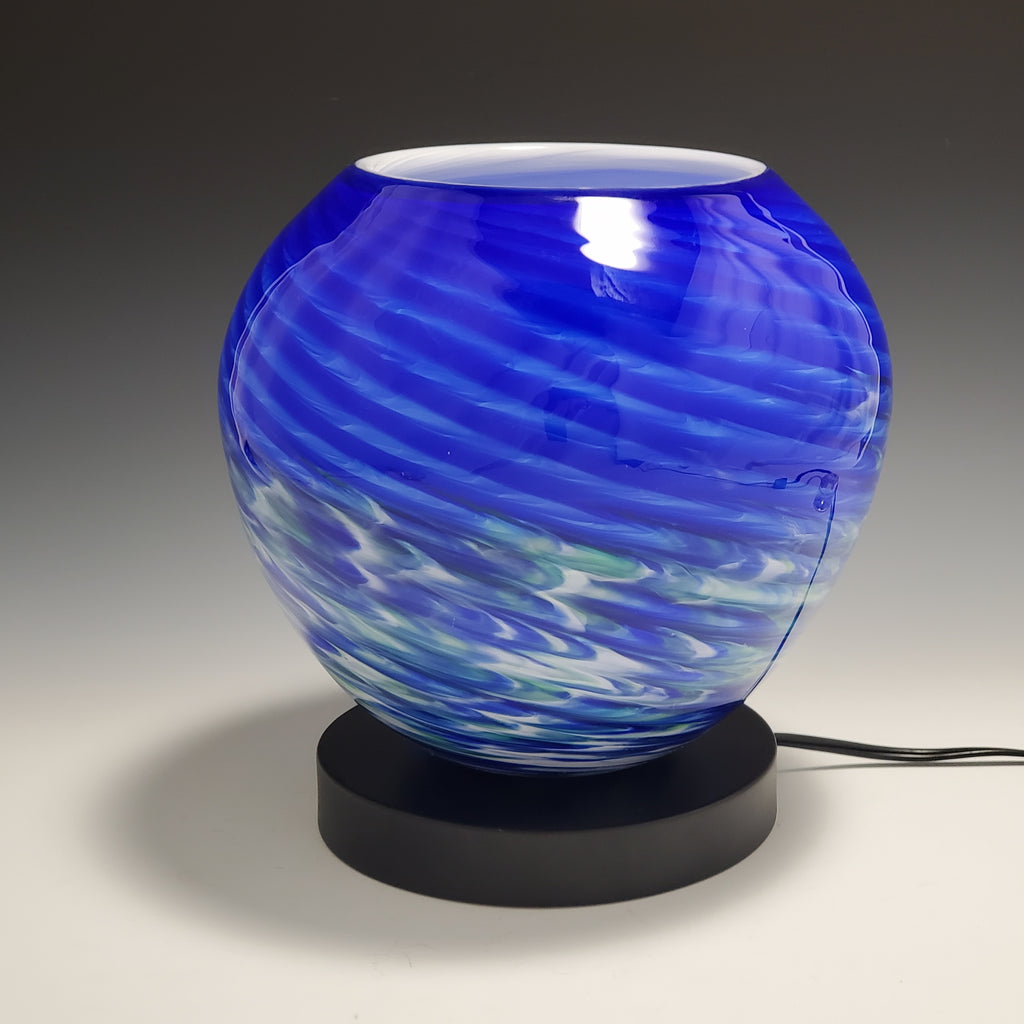 Optic Spiral Round Uplight - Rosetree Blown Glass Studio and Gallery