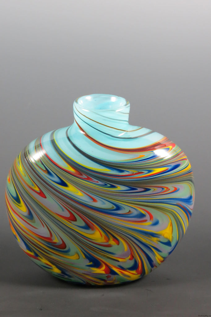 Flat Feather Disc Bud Vase - Rosetree Blown Glass Studio and Gallery | New Orleans