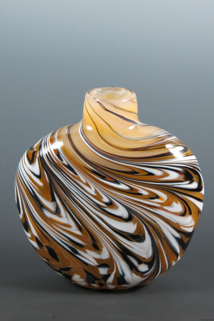 Flat Feather Disc Bud Vase - Rosetree Blown Glass Studio and Gallery | New Orleans