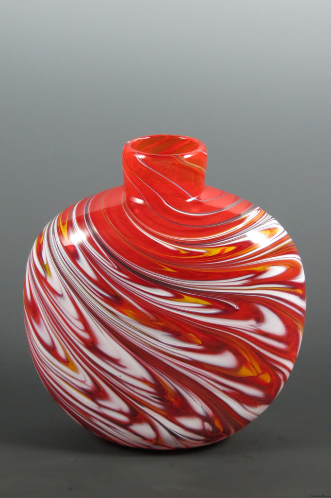 Flat Feather Disc Bud Vase - Rosetree Blown Glass Studio and Gallery | New Orleans