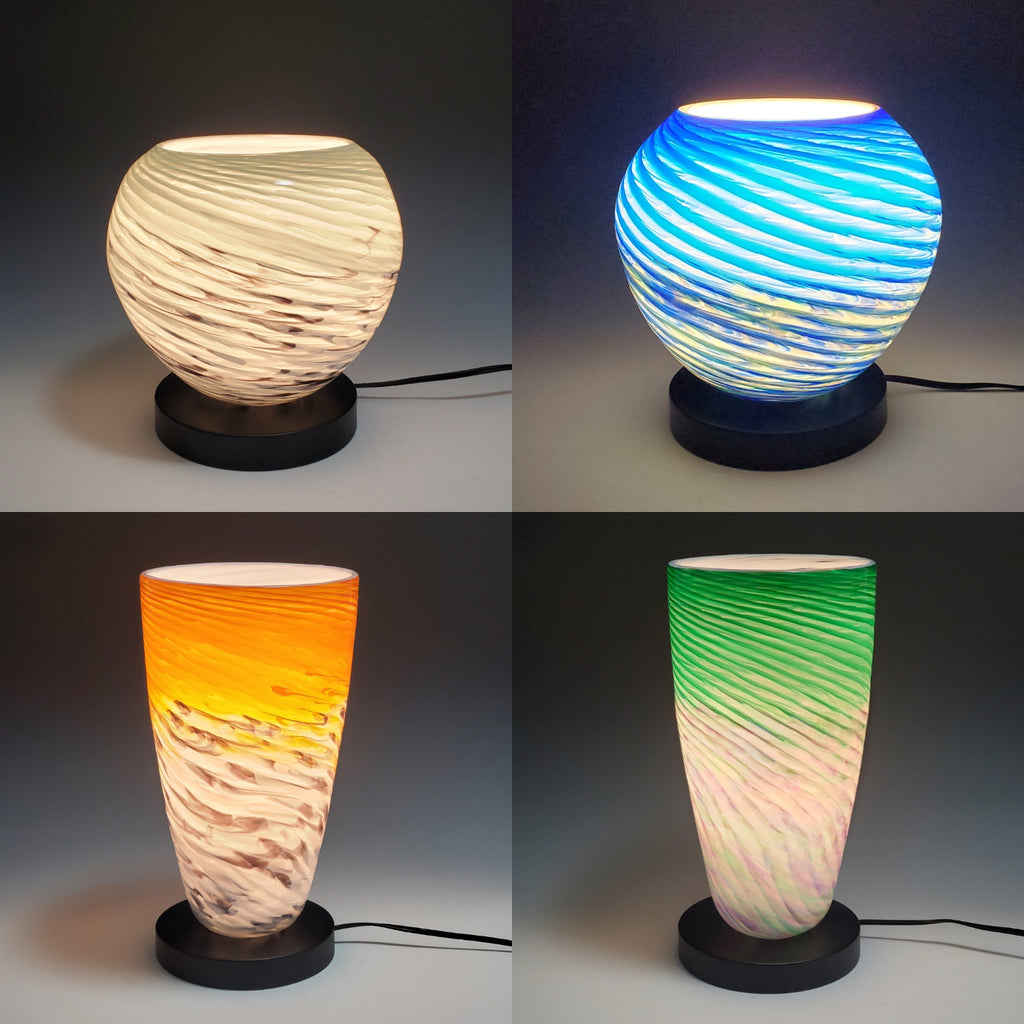 Optic Spiral Cone Uplight - Rosetree Blown Glass Studio and Gallery