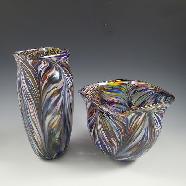 Peacock Vase - Rosetree Blown Glass Studio and Gallery