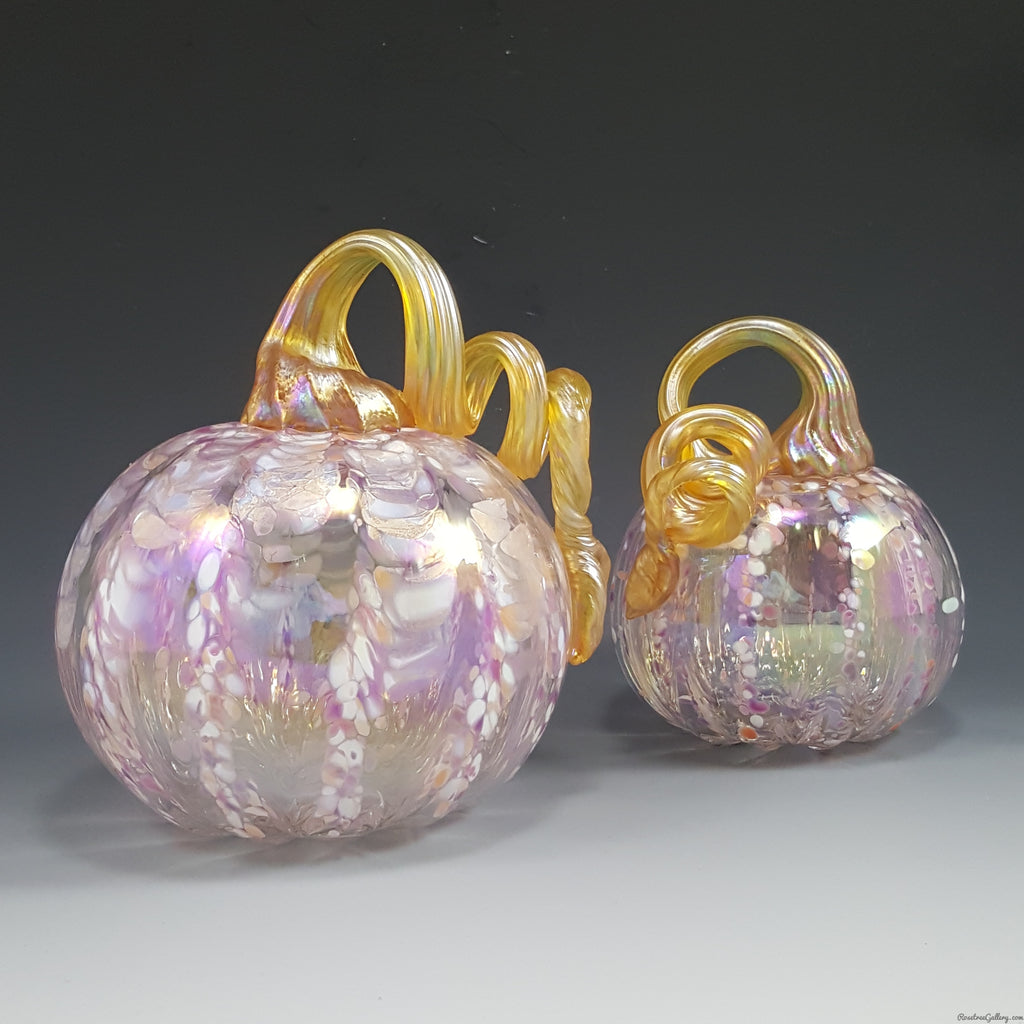Striped Clear Pumpkin - Rosetree Blown Glass Studio and Gallery | New Orleans