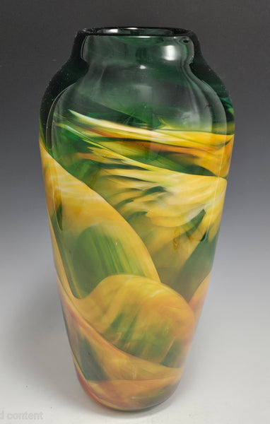 Classic Dreamscape Vase - Black/Amber - Rosetree Blown Glass Studio and Gallery