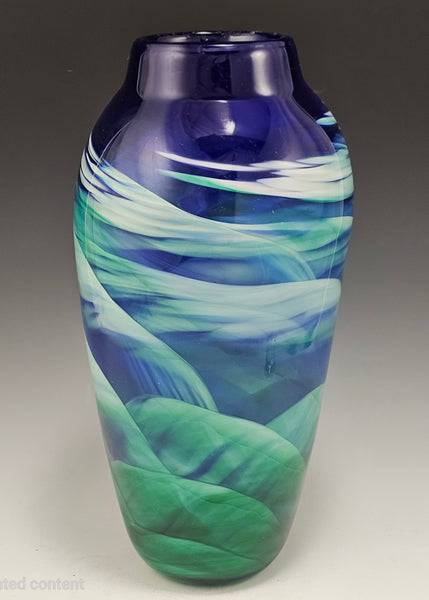 Classic Dreamscape Vase - Blue/Green - Rosetree Blown Glass Studio and Gallery