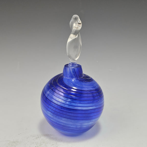 Round Optic Swirl Scent Bottle - Blue - Rosetree Blown Glass Studio and Gallery