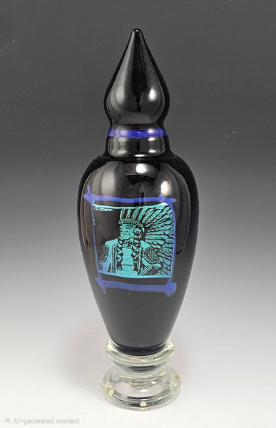 Covered Container - Big Chief  $475 - Rosetree Blown Glass Studio and Gallery