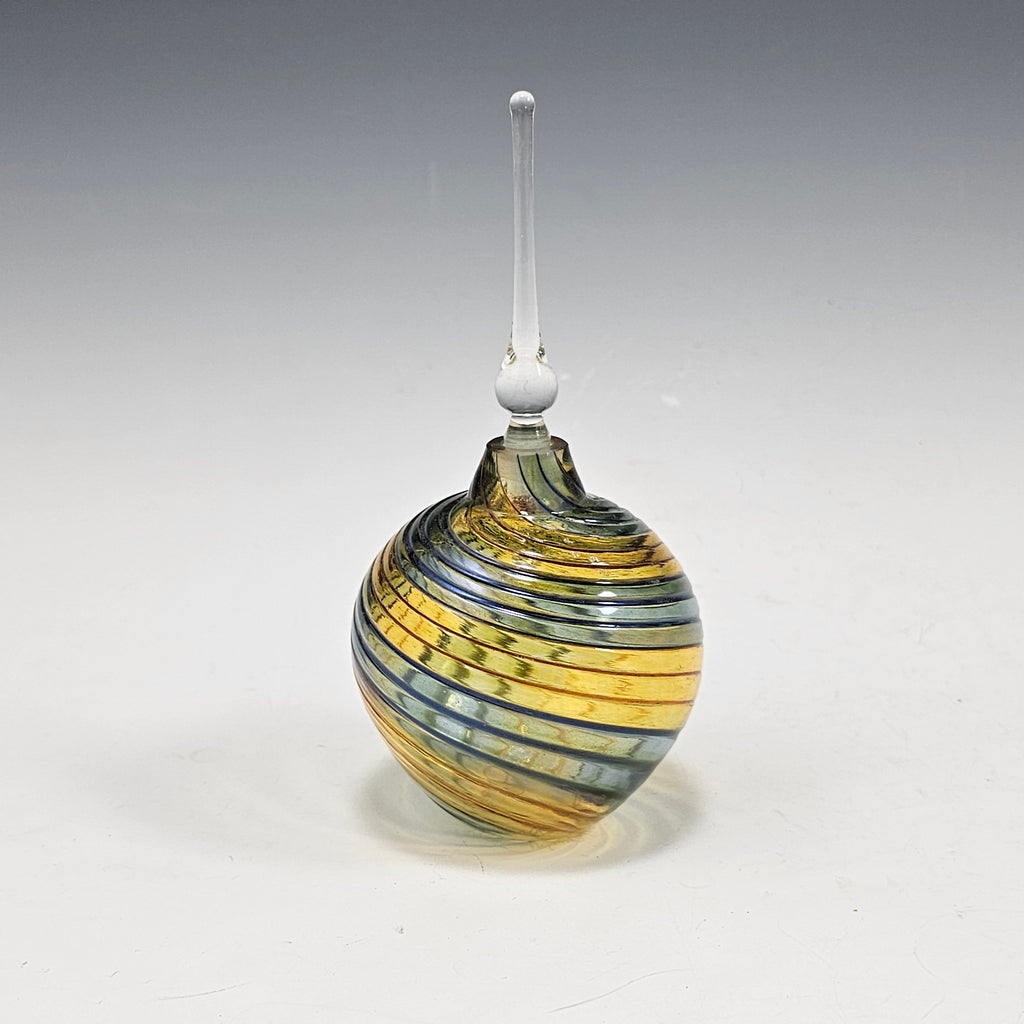 Swirl Round Perfume - Green/Gold - Rosetree Blown Glass Studio and Gallery