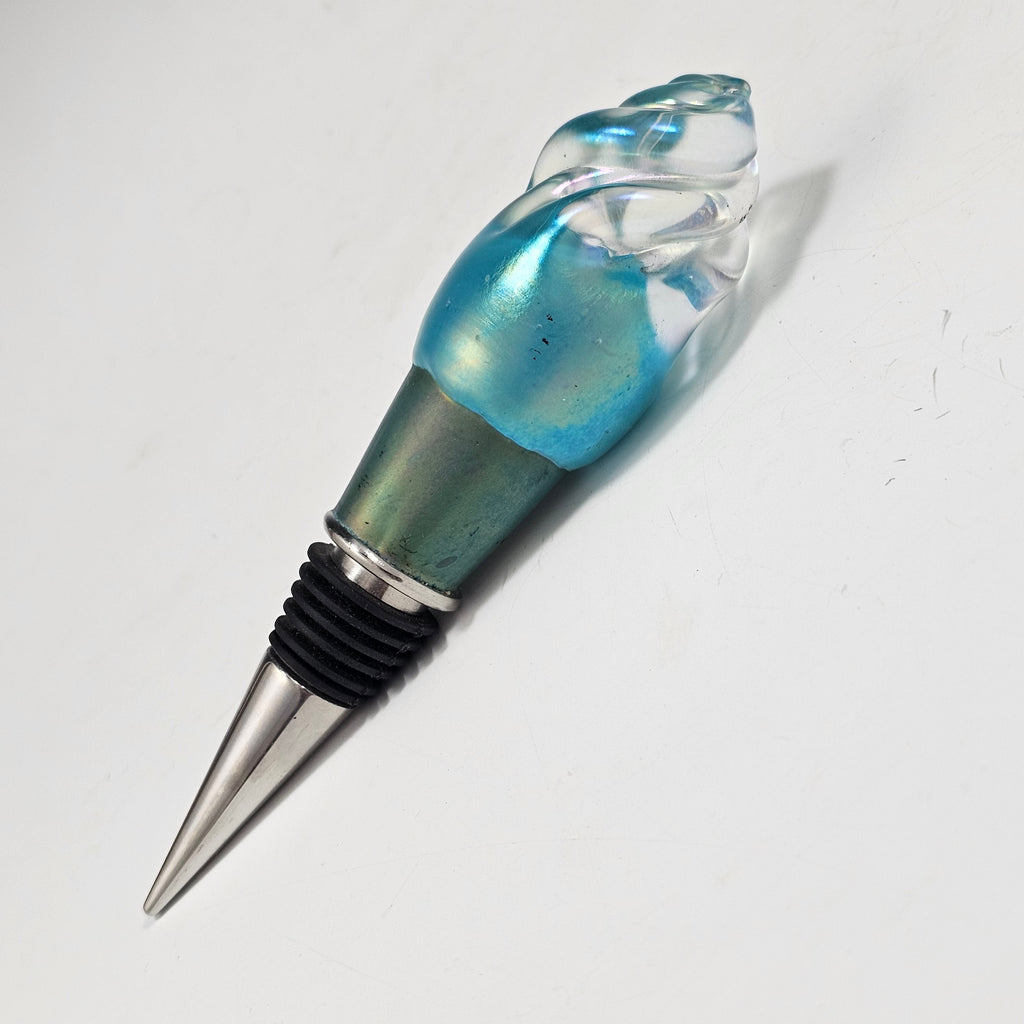 Wine Stopper - Teal - Rosetree Blown Glass Studio and Gallery