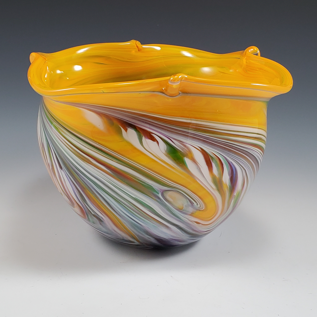 Yellow/Cool Mix - Color Pinch Bowl - Rosetree Blown Glass Studio and Gallery | New Orleans