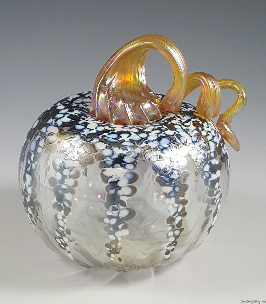 Striped Clear Pumpkin - Rosetree Blown Glass Studio and Gallery | New Orleans