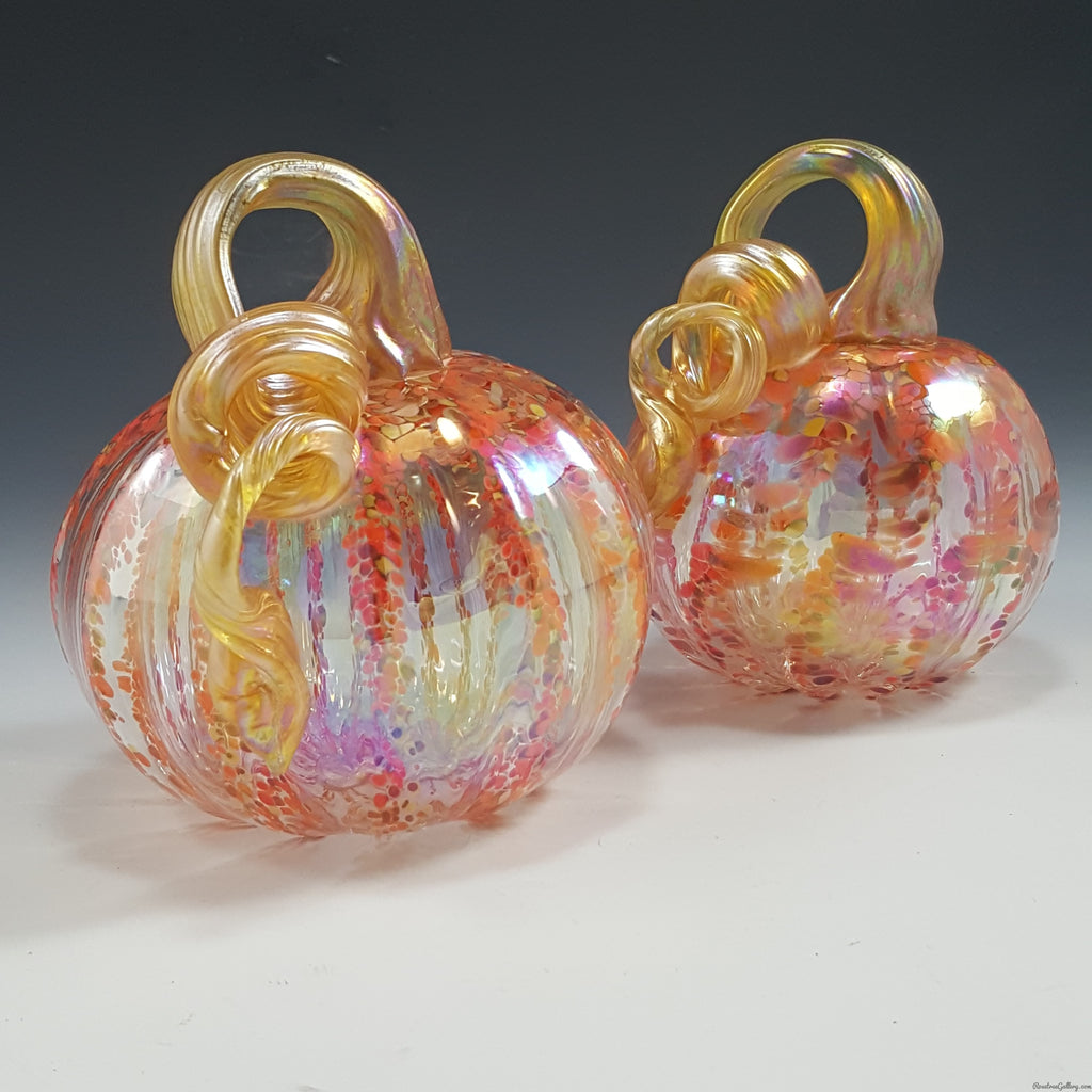 Striped Clear Pumpkin - Rosetree Blown Glass Studio and Gallery | New Orleans