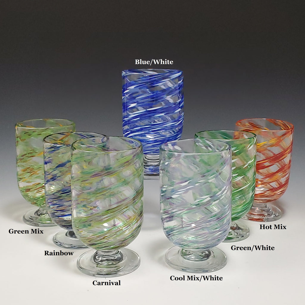 Dizzy Bevie Glasses (Sold as a pair) - Rosetree Blown Glass Studio and Gallery | New Orleans