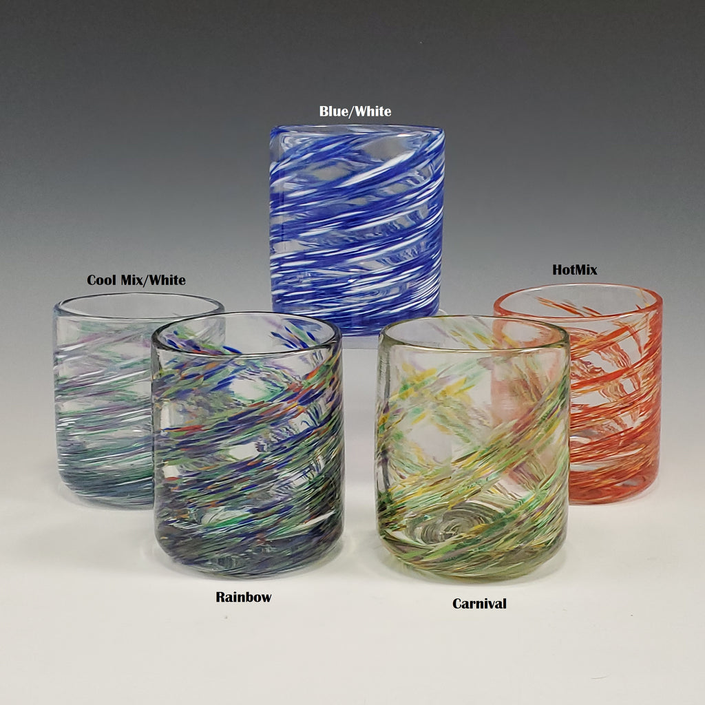 A Pair of Dizzy on the Rocks Glasses - Rosetree Blown Glass Studio and Gallery | New Orleans