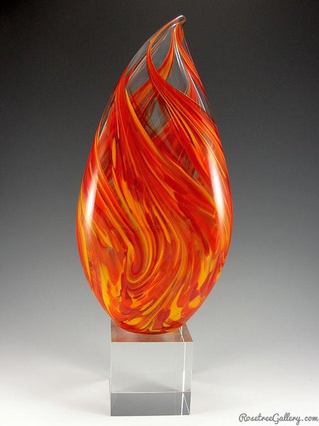 Clear Pulled Flame Award - Rosetree Blown Glass Studio and Gallery
