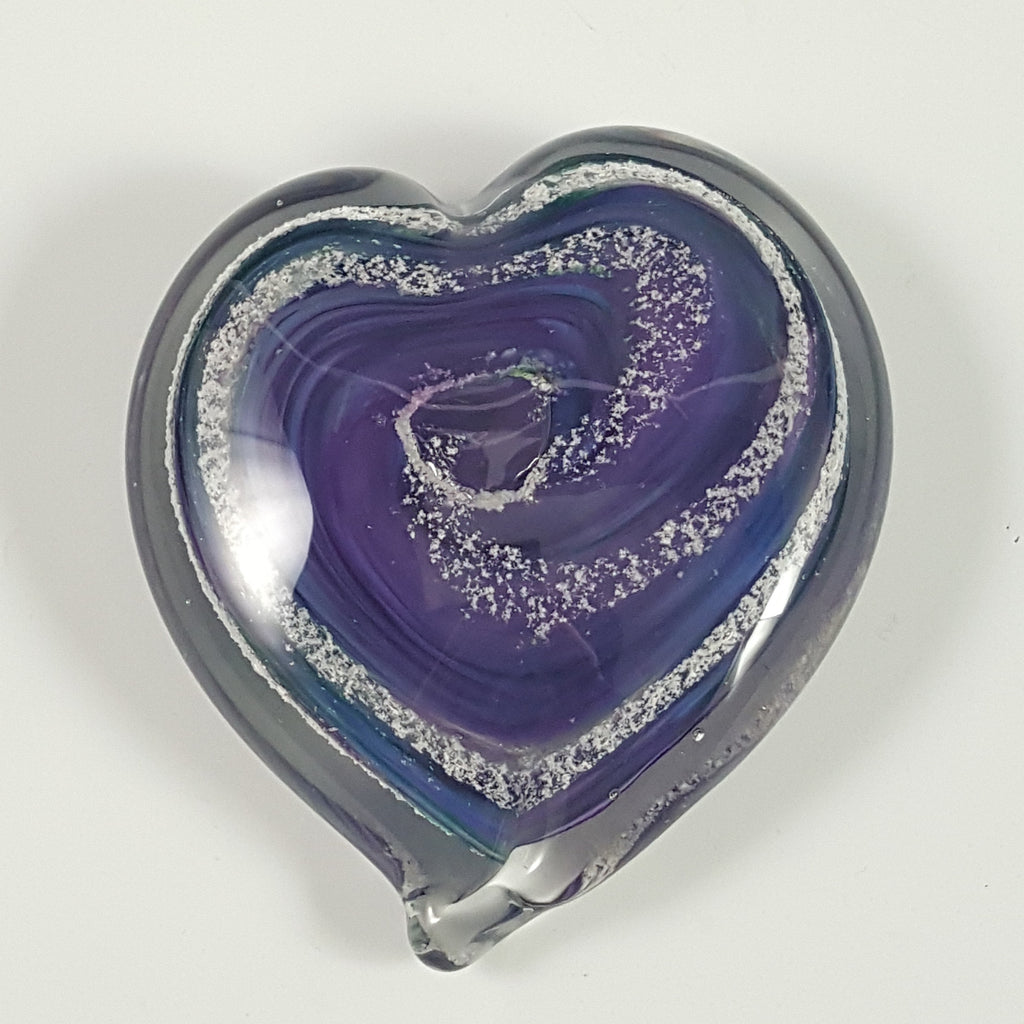 Memorial Glass - Heart Paperweight - Rosetree Blown Glass Studio and Gallery