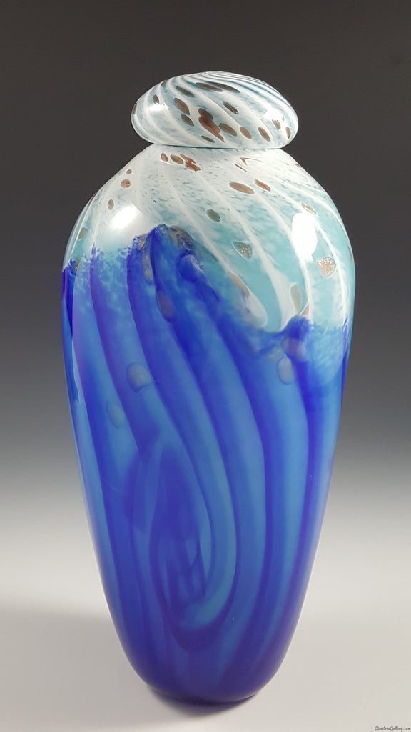 Two Tone Swirl Urn - Rosetree Blown Glass Studio and Gallery | New Orleans