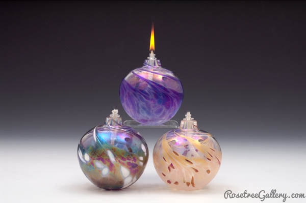 Iridescent Round Oil Candle - Rosetree Blown Glass Studio and Gallery | New Orleans