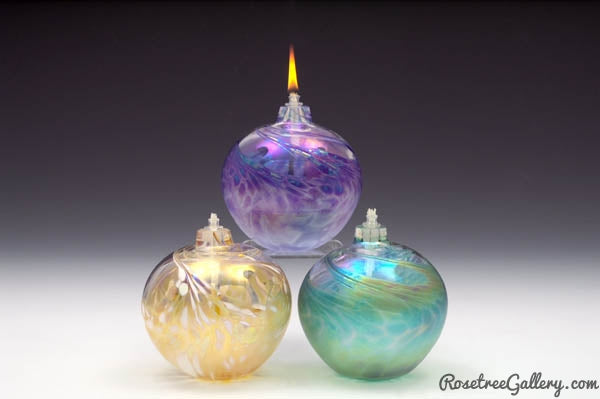 Iridescent Round Oil Candle - Rosetree Blown Glass Studio and Gallery | New Orleans