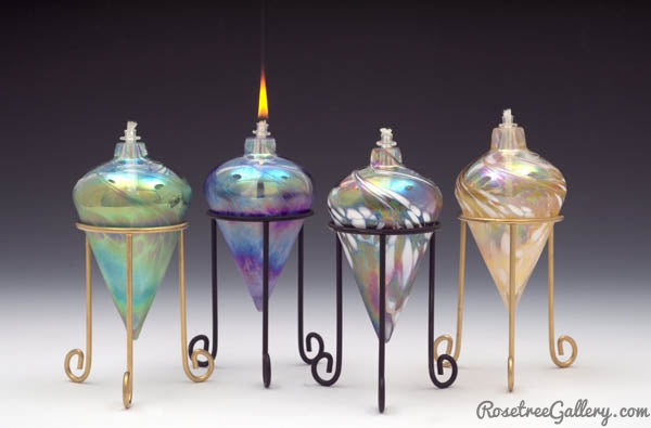 Iridescent Pointed Oil Candle - Rosetree Blown Glass Studio and Gallery | New Orleans