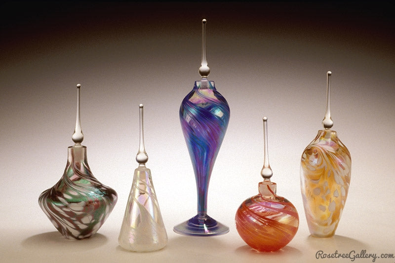 Iridescent Perfume Bottles - Rosetree Blown Glass Studio and Gallery | New Orleans